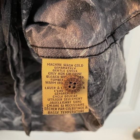 Caribbean Joe Mens Black & Geay Hawaiian Button Down Shirt Size XL Short Sleeve - Picture 7 of 7